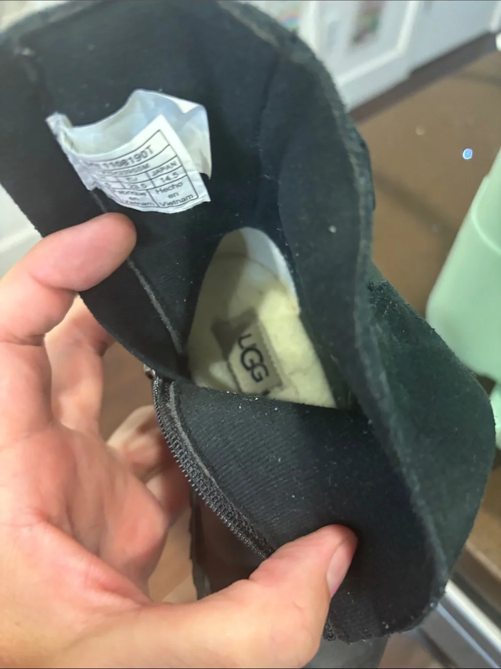 UGG Black Ribbon-Back Ankle Boot Toddler 7